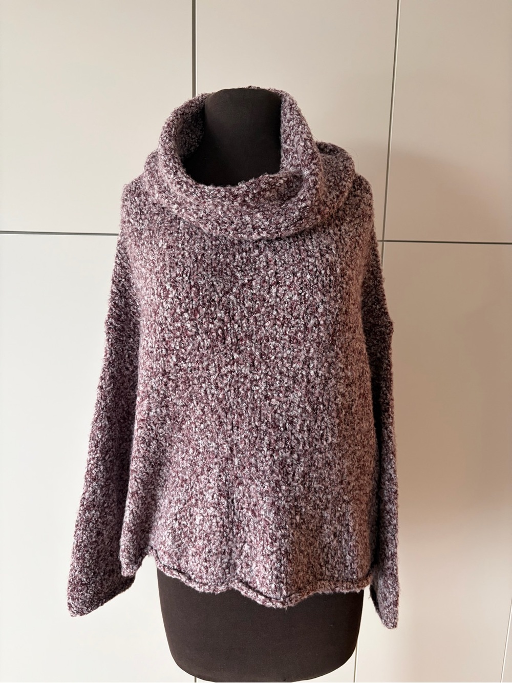 Free People BFF Cowl Neck Sweater Brown Burgundy Heathered Oversized XS - Picture 9 of 13